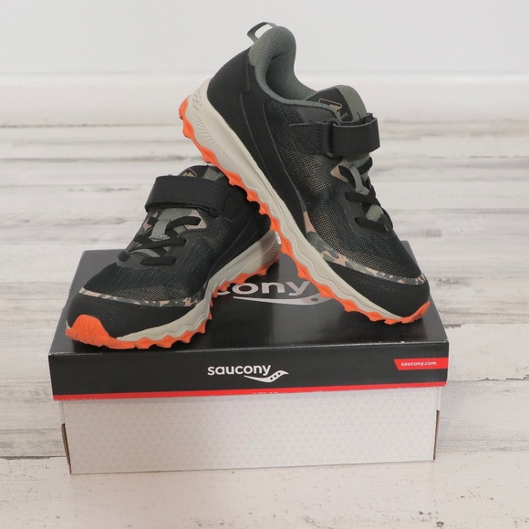 Saucony Boy's Peregrine 11 Shield A/C in Olive/Camo Size 3 (Little Kid) New - Picture 1 of 9